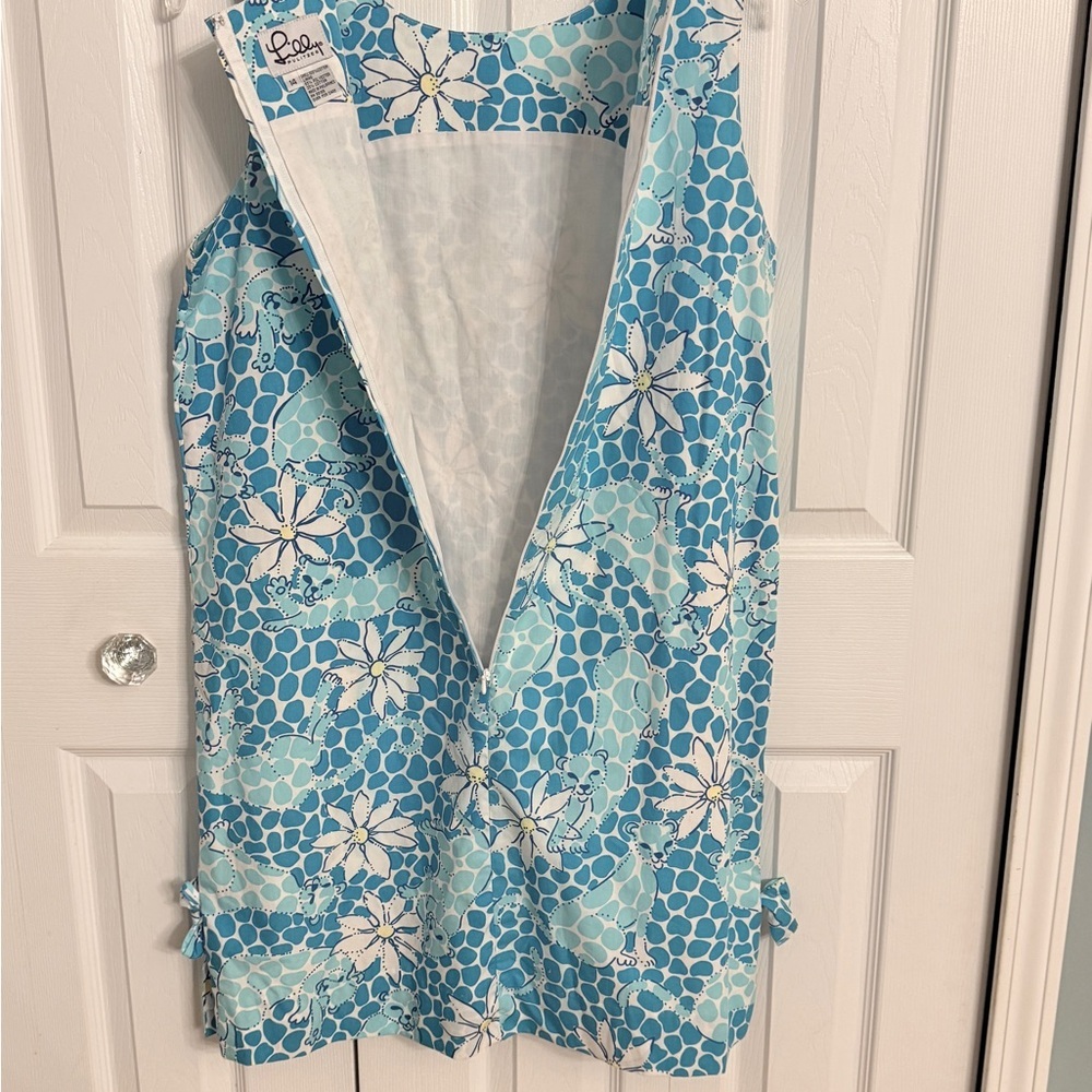 Lilly Pulitzer Aqua & White Floral Casual Sundress - Picture 9 of 12